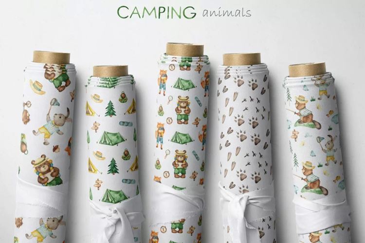 时尚清新可爱手绘水彩风格夏令营动物插画大集合-JPG，PNG