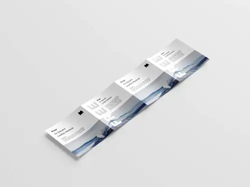 正方形四折页传单宣传册设计提案展示样机模板 Square 4-Fold Leaflet M