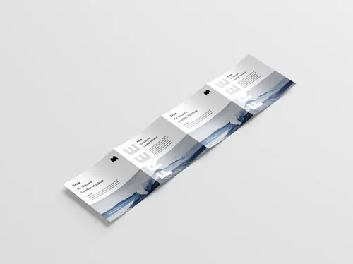 正方形四折页传单宣传册设计提案展示样机模板 Square 4-Fold Leaflet Mockup