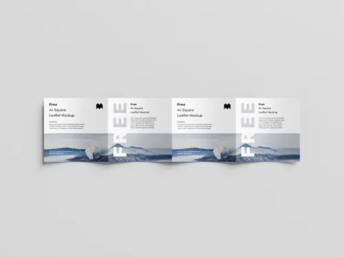 正方形四折页传单宣传册设计提案展示样机模板 Square 4-Fold Leaflet Mockup