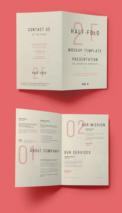 折页样机模版智能贴图样机 Psd Bi Fold Mockup Template Vol5