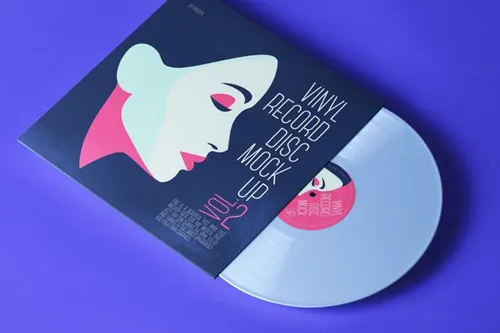 复古黑胶唱片样机模型 Psd Vinyl Record Disc Mockup Vol2