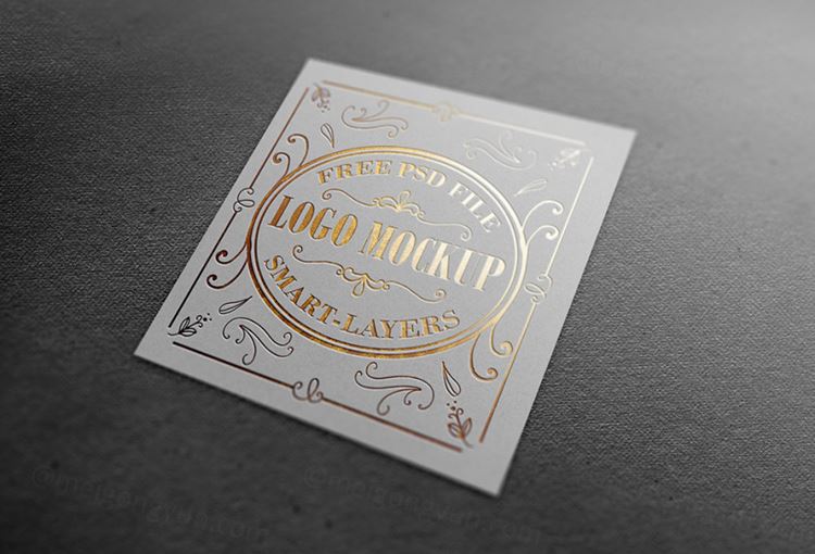 金银印花标志logo贴图模板Gold and Silver Stamping Logo Mockup