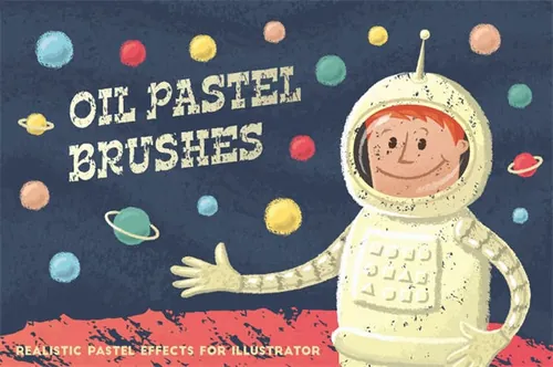 油画棒蜡笔效果的Ai笔刷 Oil Pastel Brushes