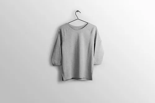 五分袖加厚T恤服装设计样机提案PSD模板 Mockup of different parts of clothing