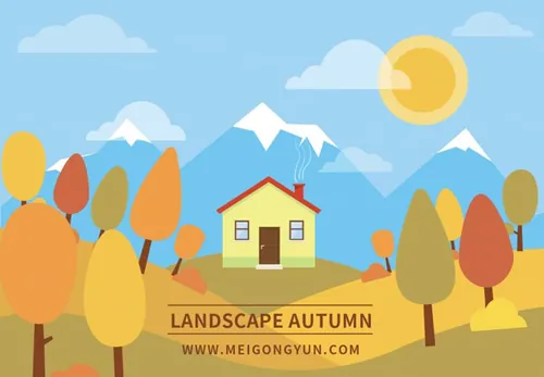 秋季风景矢量插图Autumn Landscape