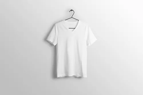 男士V领短袖T恤服装设计样机提案PSD模板 Mockup of different clothing