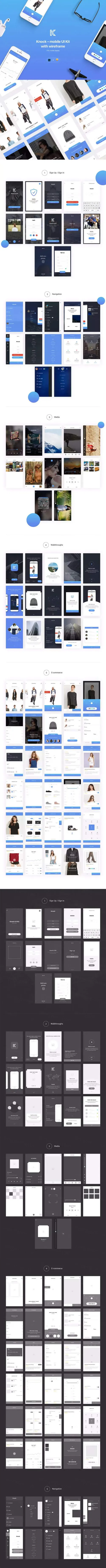 时尚又新鲜的APP UI KITS Wireframe套装下载[ske