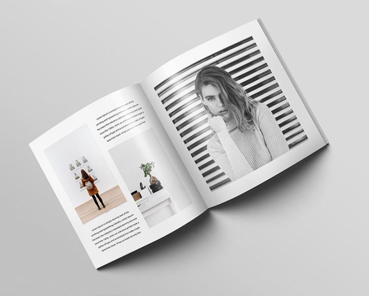 方形杂志模型PSD贴图模板Square magazine brochure mockup