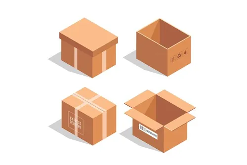 写实包裹瓦楞纸箱快递箱矢量素材合辑 Cardboard boxes collection