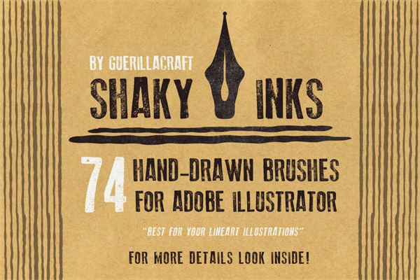 Ai纹理墨水笔刷 Shaky inks brushes for Ill