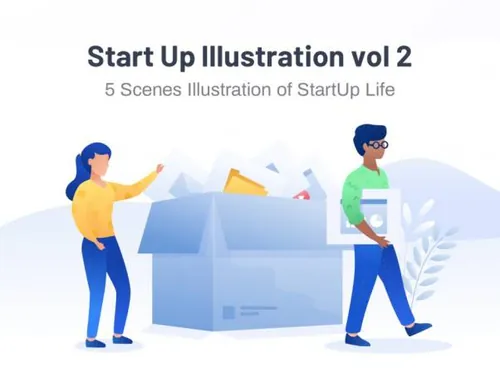 5个创业生活主题插画素材 Sprint Start Up Illust