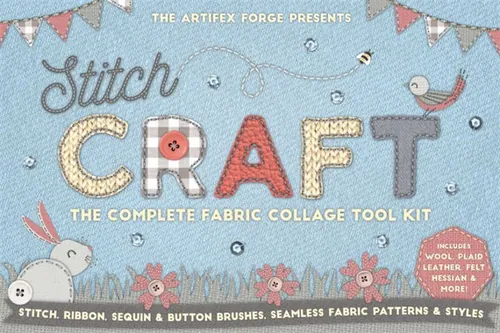 手工缝制效果的笔刷样式下载 Stitch Craft Brushes