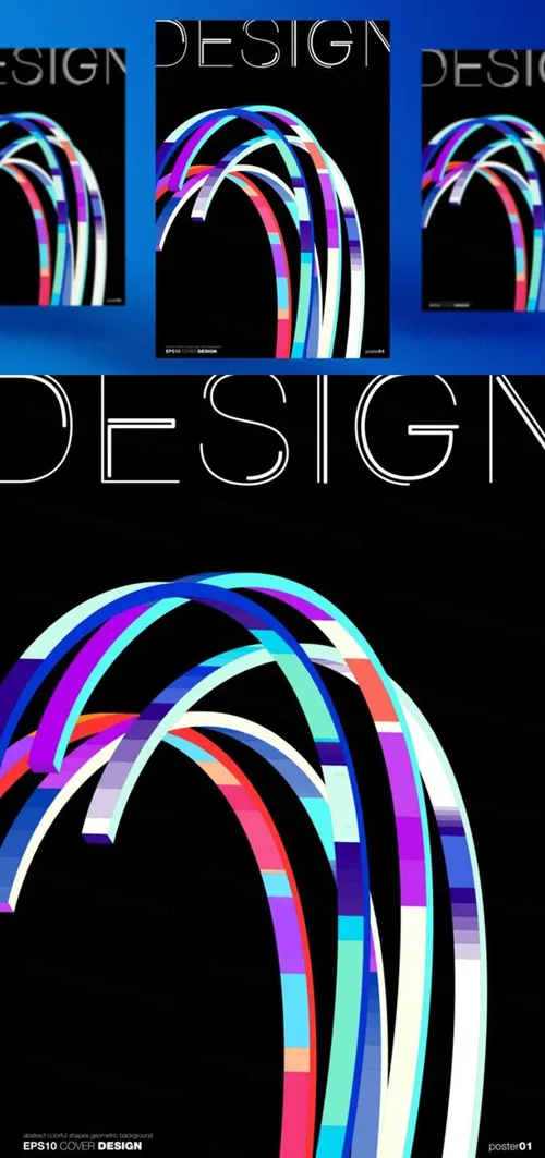 未来派抽象封面矢量海报设计素材 Abstract cover design