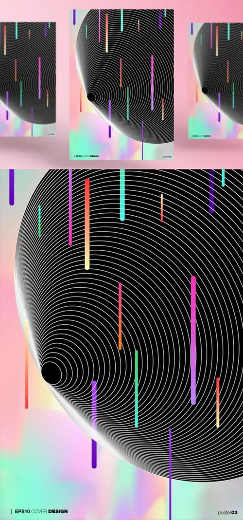 未来派抽象封面矢量海报设计素材 Abstract cover design