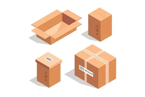 写实包裹瓦楞纸箱快递箱矢量素材合辑 Cardboard boxes collection