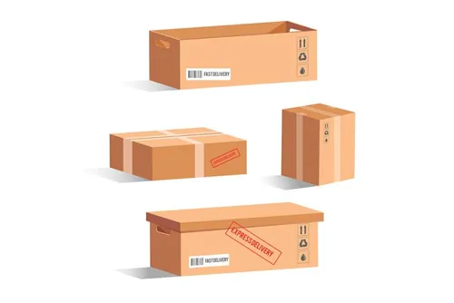 写实包裹瓦楞纸箱快递箱矢量素材合辑 Cardboard boxes collection