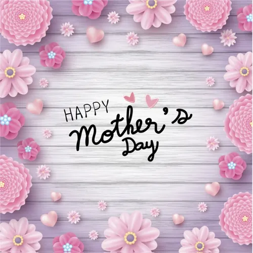 母亲节贺卡纸艺心形与粉红花卉概念设计矢量素材 Happy mother\'s day