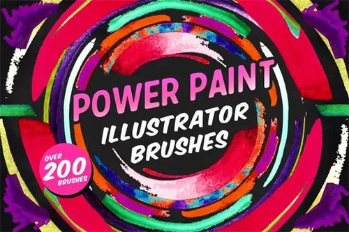 有力量感觉的手绘笔刷 Power Paint Illustrator