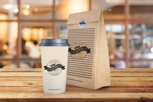 咖啡杯贴图样机PSD模板Coffee Cup and Paper Bag Mockup PSD Vol042