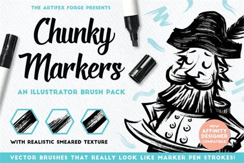 马克笔效果的Ai笔刷 Chunky Markers Illustrat