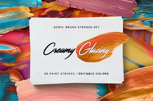 时尚高端奶油色玻璃水彩涂料油漆质感的笔刷