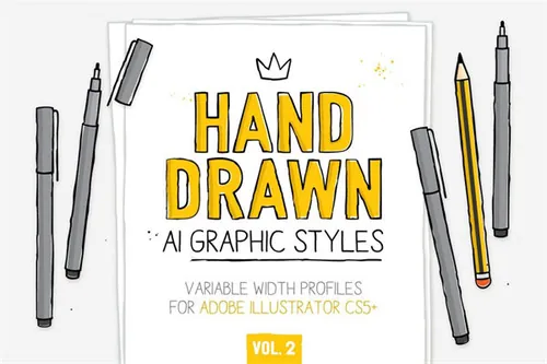 手绘AI笔刷素材 Hand-drawn AI styles brush