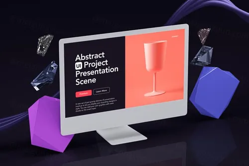 抽象UI电脑屏幕样机 Abstract UI Project Scene Mockup 3