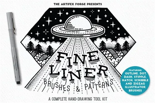 好的线条笔刷图案 Fine Liner Brushes  Patter