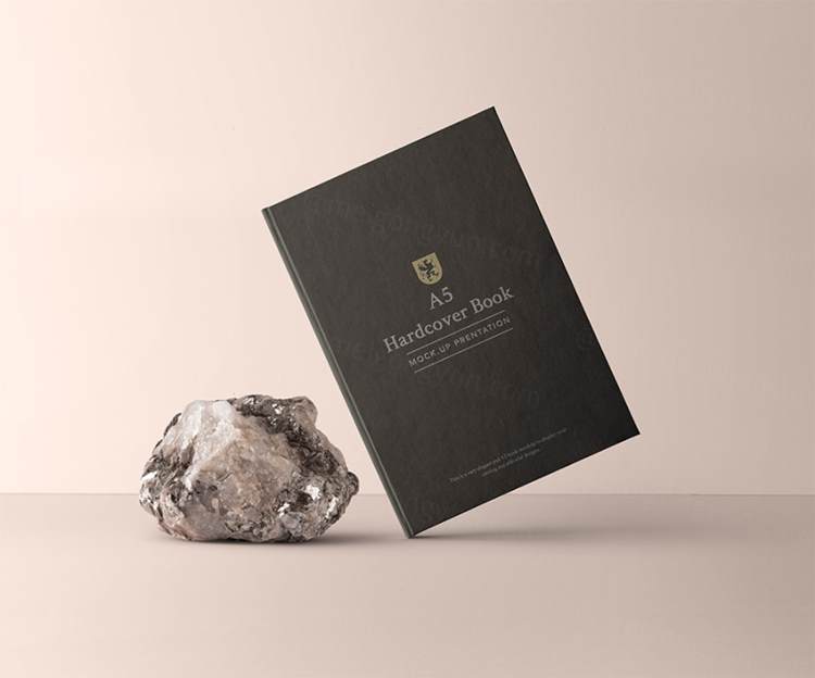 浮动精装A5 psd书籍样机 A5 Psd Book Mockup Hardcover Vol7