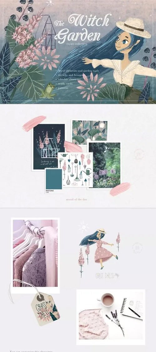 童话女巫花园剪贴画素材包