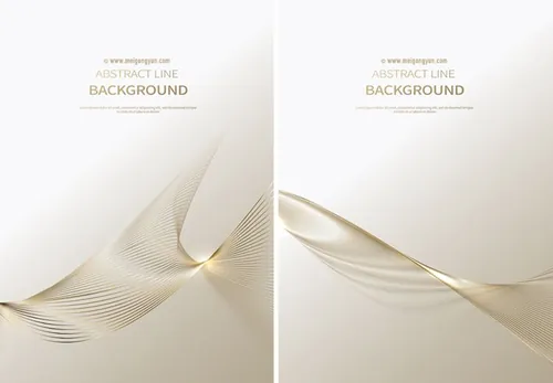 金色科技感抽象线条光感条纹AI矢量背景Line vector background 02