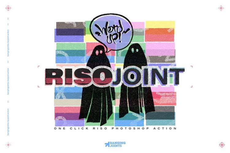 潮流复古做旧艺术半色调颗粒印刷效果PS动作素材 RisoJo