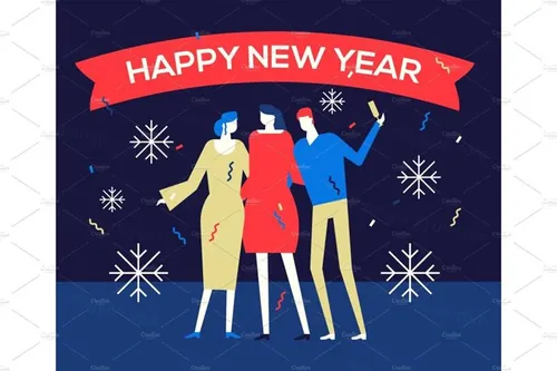 2019新年主题扁平化矢量插画 flat design illustration