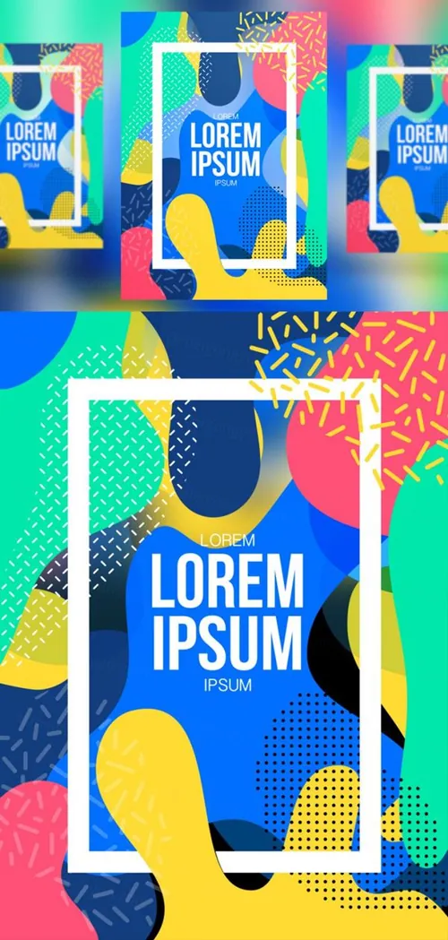 80年代孟菲斯流行艺术风格几何海报传单素材矢量模版 Memphis style cover