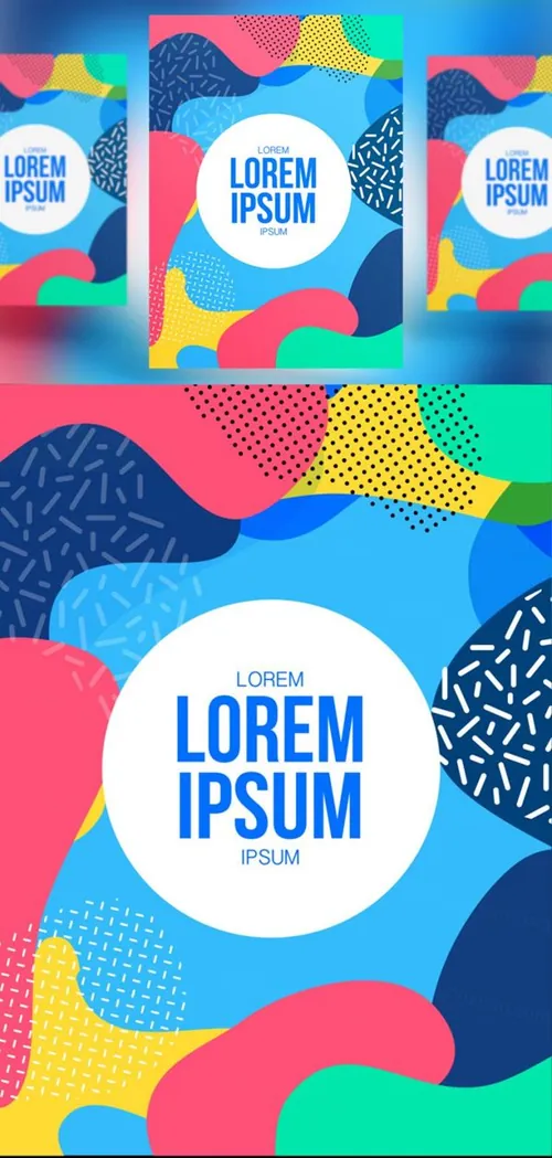 80年代孟菲斯流行艺术风格几何海报传单素材矢量模版 Memphis style cover