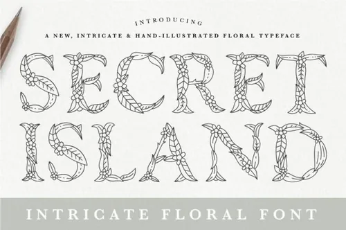 秘密花园花卉图形 Floral Secret Island TTF