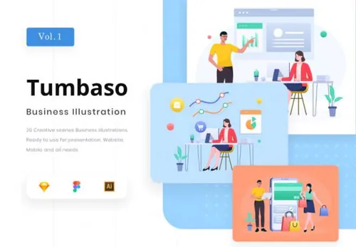 20个创意商业场景插画 Tumbaso - Business illu