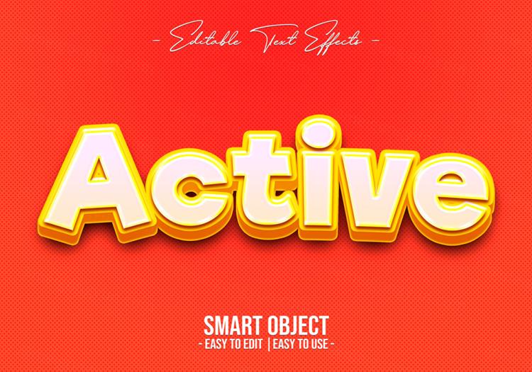 高质量黄色活动海报主题字立体字文字特效PSD智能对象模板素材