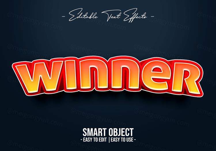 高质量红色海报主题字立体字文字特效PSD智能对象模板素材