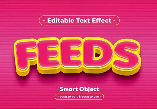 高质量粉红色海报主题字立体字文字特效PSD智能对象模板素材