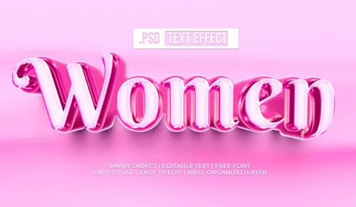 高质量粉色金属质感海报主题字立体字文字特效PSD智能对象模板
