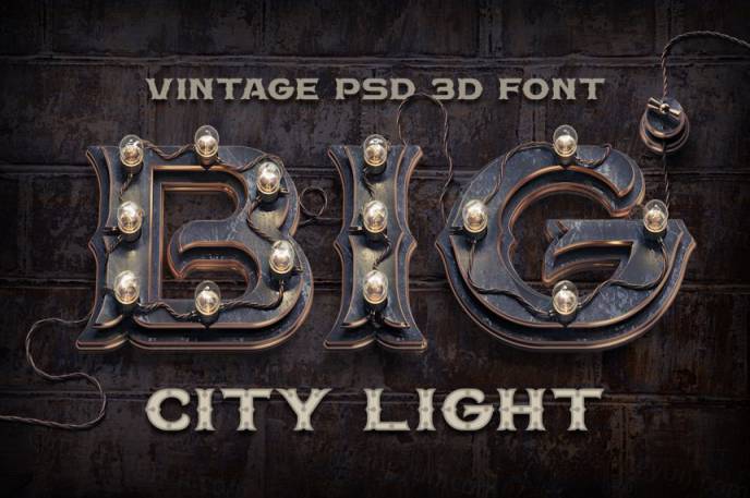 朋克风格的3D字体素材 PSD alphabet BIG City