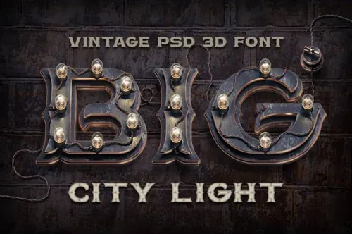朋克风格的3D字体素材 PSD alphabet BIG City