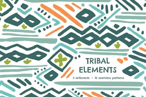 部落元素无缝图案背景纹理 Tribal Element