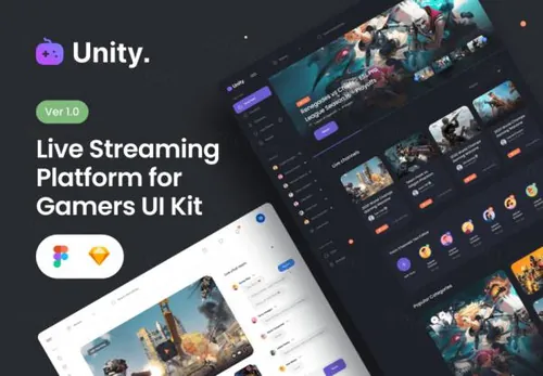 游戏仪表盘Web APP响应式网站界面UI素材 Unity Dashb