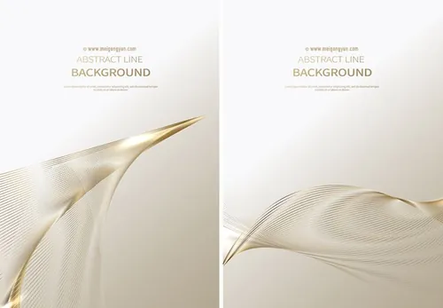金色科技感抽象线条光感条纹AI矢量背景Line vector background 05