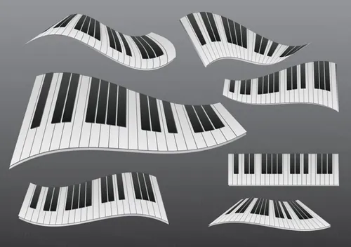 波浪形状钢琴矢量元素Stylized Wavy Piano