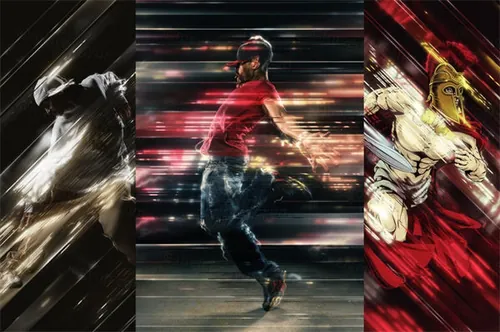 照片发光错位酷炫特效PS动作笔刷插件素材 Blades Photosh