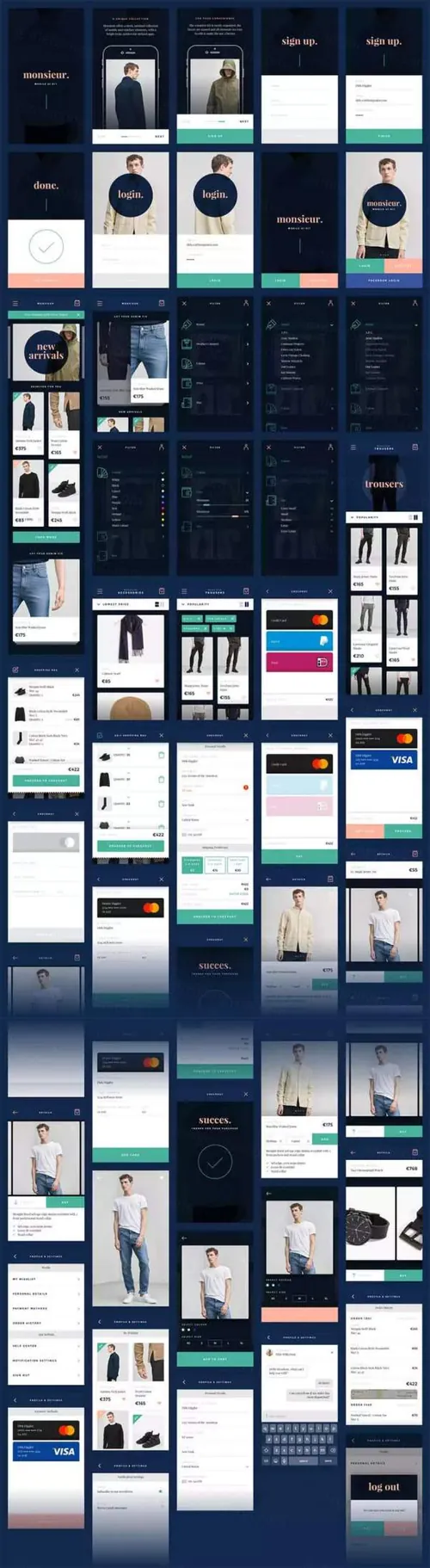 个性的极简主义电商APP UI KITS下载[Sketch,Princ